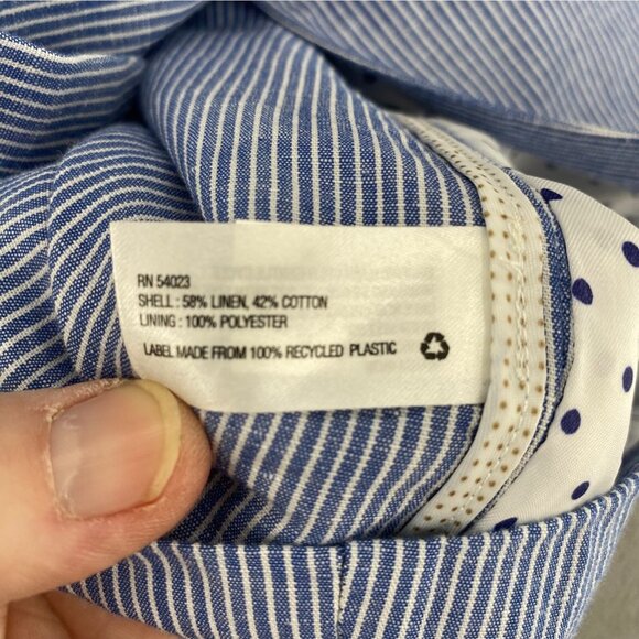 Gap Jacket Womens 20 Plus Academy Blazer Blue Mini Stripe Linen Blend Button NWT - Picture 6 of 11